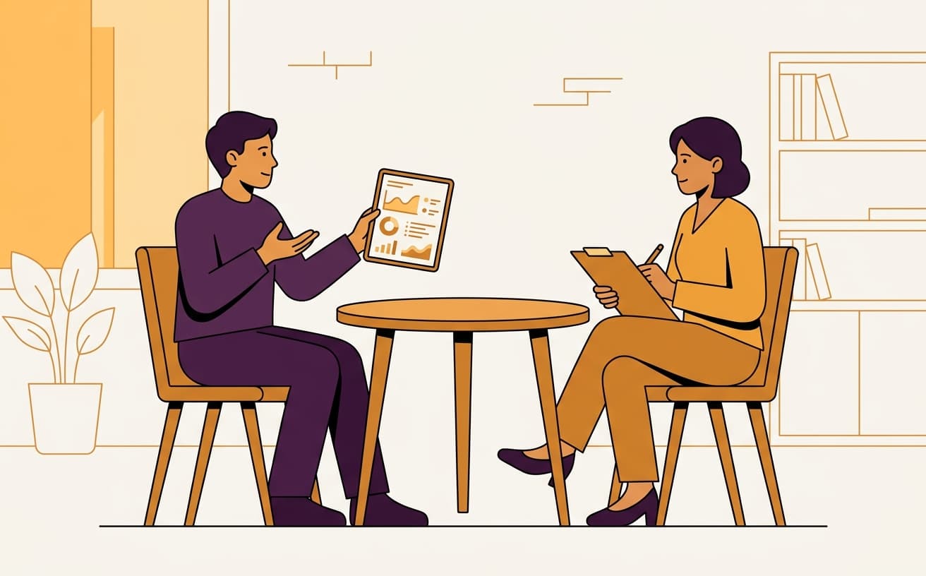 Dos psicólogos revisando un caso en una mesa, sin datos identificativos